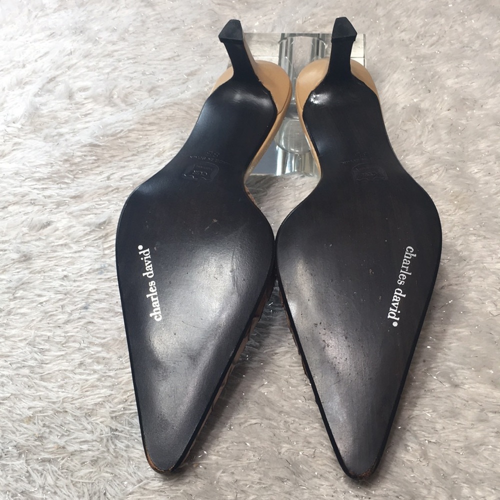 Vintage mule tan pointed toe reptile - Picture 7 of 12